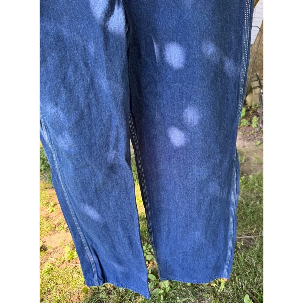 Dickies Bib Overalls Men's 38x32 Blue Denim Carpenter 2014 Made Mexico Zip Fly